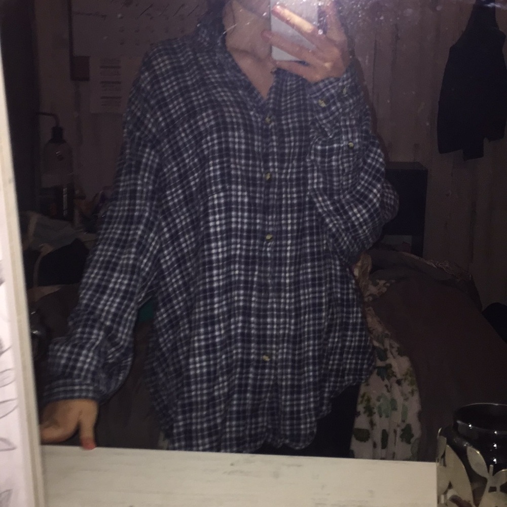 Oversized Blue & white Flannel - Picture 1 of 7